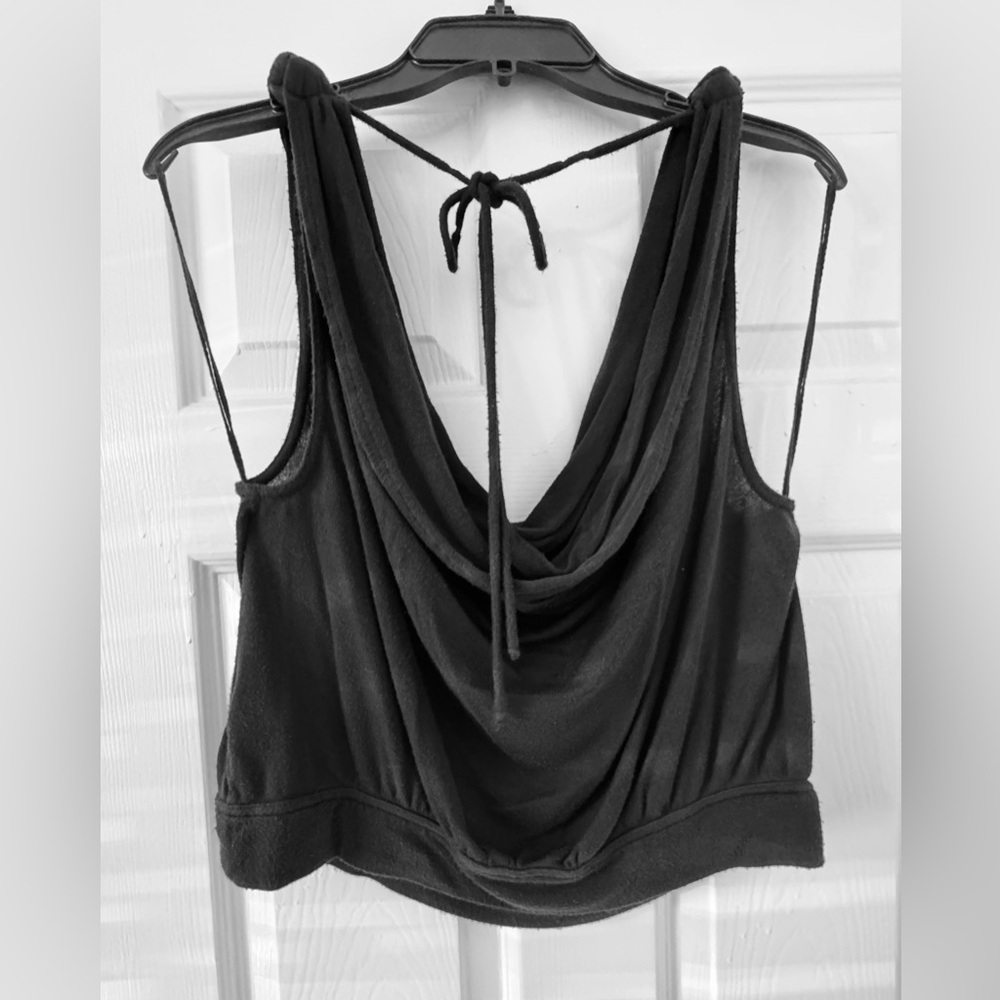 Free People Black Drape Neck Tank Top - Picture 4 of 6